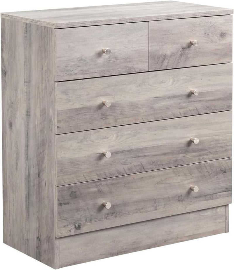 Pink/White/Brown/Grey - 5 Drawer Dresser for Bedroom, Modern Wood Dresser Chest of Drawers, Bedroom Dressers for Girls, Anti-Tipping Device, Rose Gold Metal Handle, Living Room, Entryway, Hallway, Office