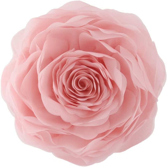 Throw Pillow Decorative Soft round Pillows 3D Accent Flower Pillows Handmade Cushion for Bed Sofa Home Bedding 12 Inch Bright Pink