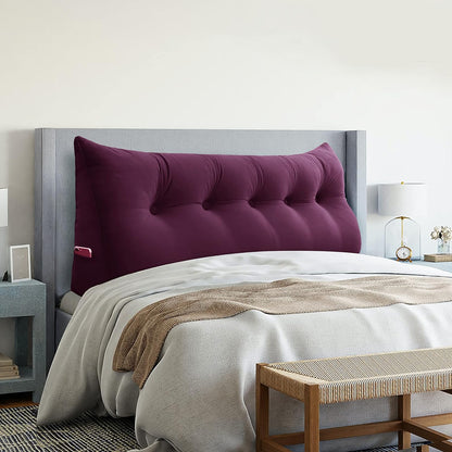 Large Headboard Pillow Wedge Bed Rest Reading Pillow Daybed Pillows Triangular Headboard Wedge Pillows Bolster Gap Filler Triangle Back Cushion Long Wedge Pillow Velvet Red Wine Queen