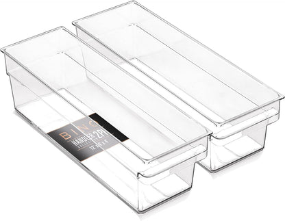 Plastic Storage Bins, Small - Shallow | Multipurpose Organizer Bins | Kitchen Pantry Organizers and Storage | Clear Containers for Organizing Home | Freezer Organizer