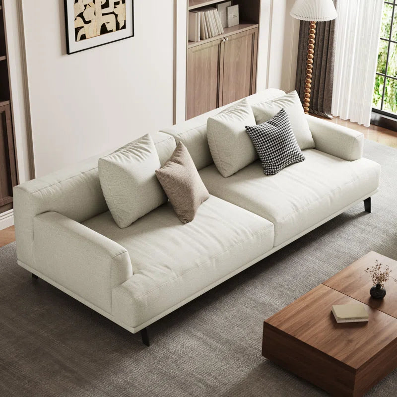 Reve Four-Seater Cotton and Linen Sofa with Pillows