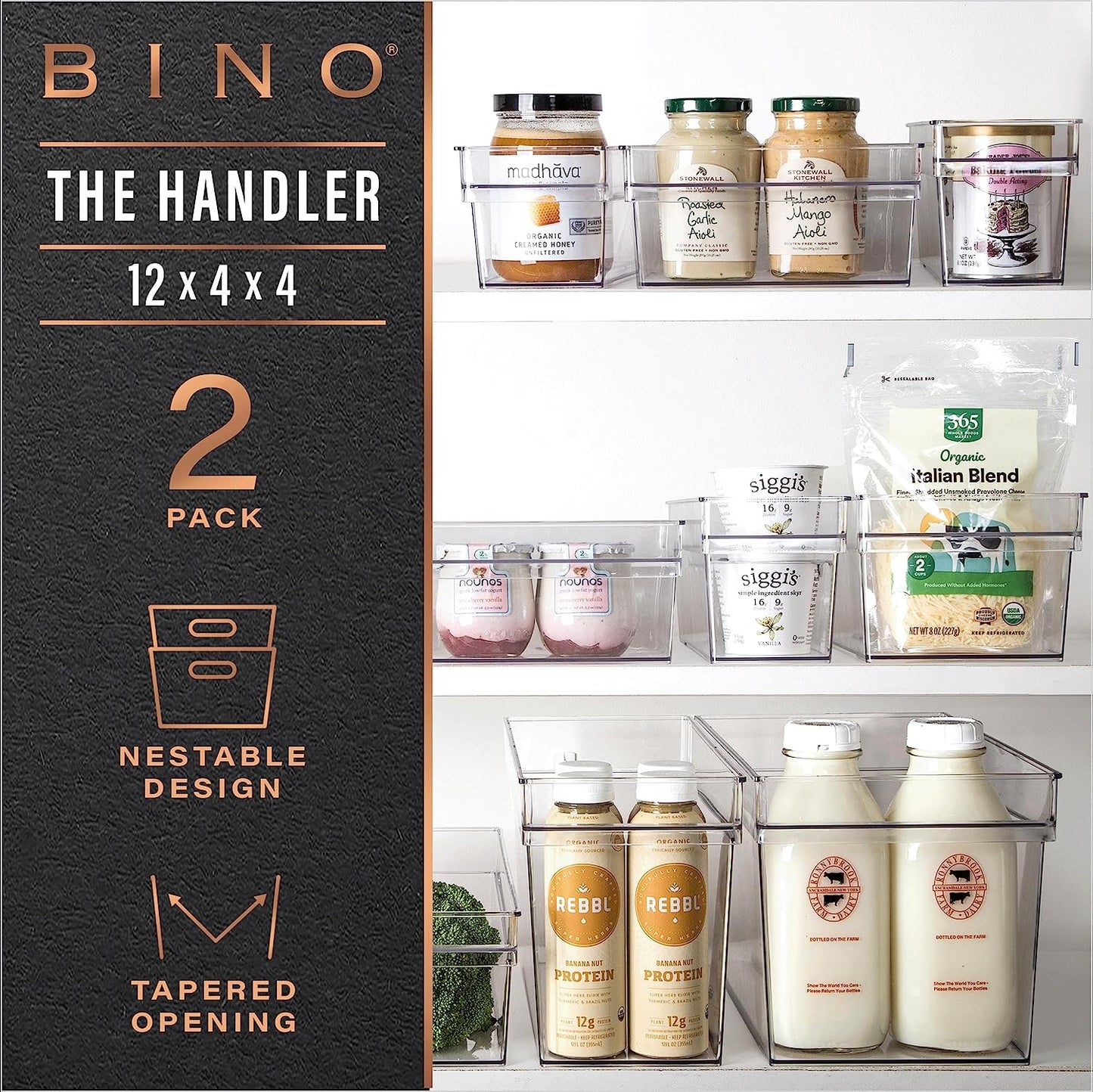 Plastic Storage Bins, Small - Shallow | Multipurpose Organizer Bins | Kitchen Pantry Organizers and Storage | Clear Containers for Organizing Home | Freezer Organizer