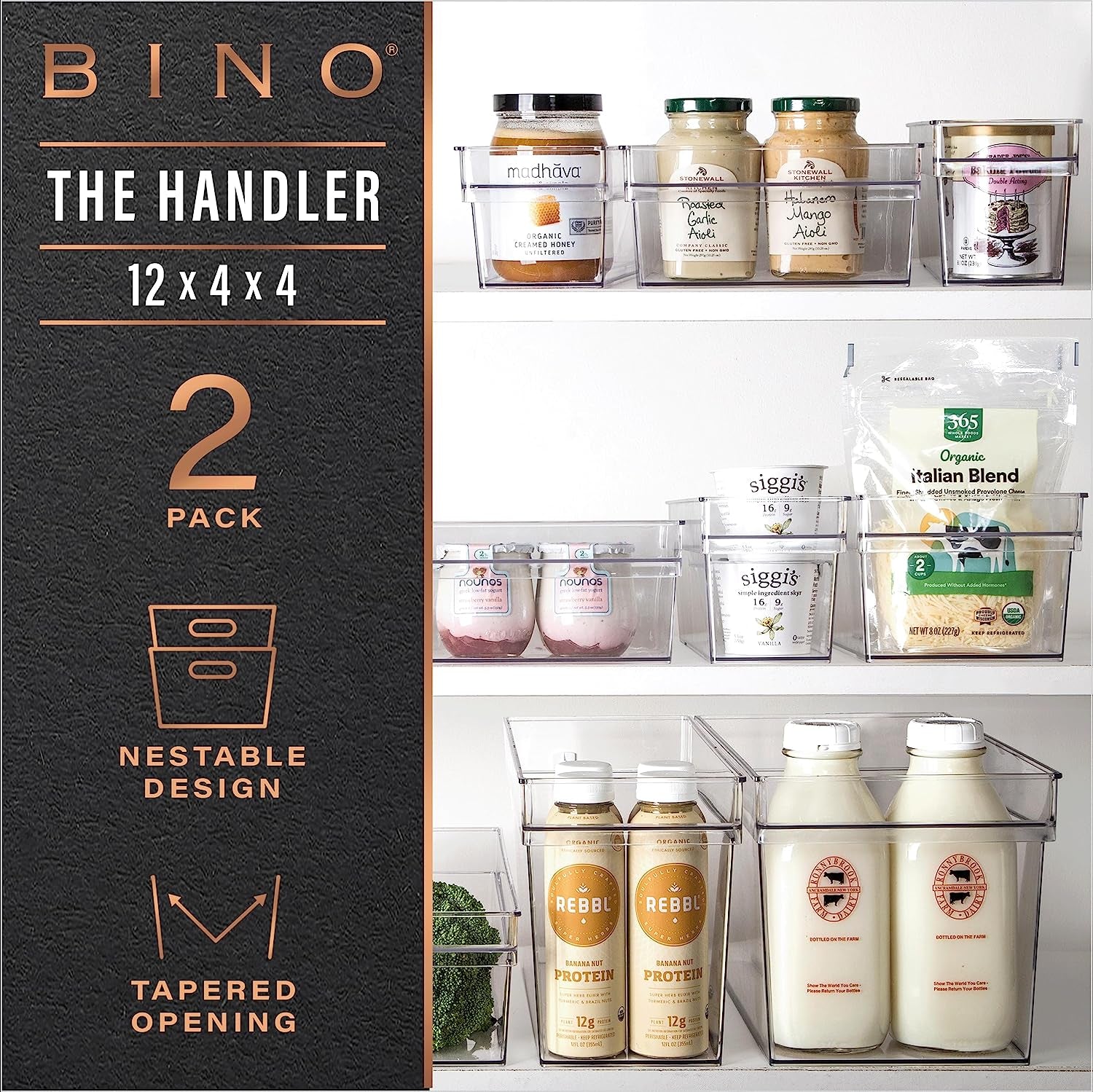 Plastic Storage Bins, Small - Shallow | Multipurpose Organizer Bins | Kitchen Pantry Organizers and Storage | Clear Containers for Organizing Home | Freezer Organizer