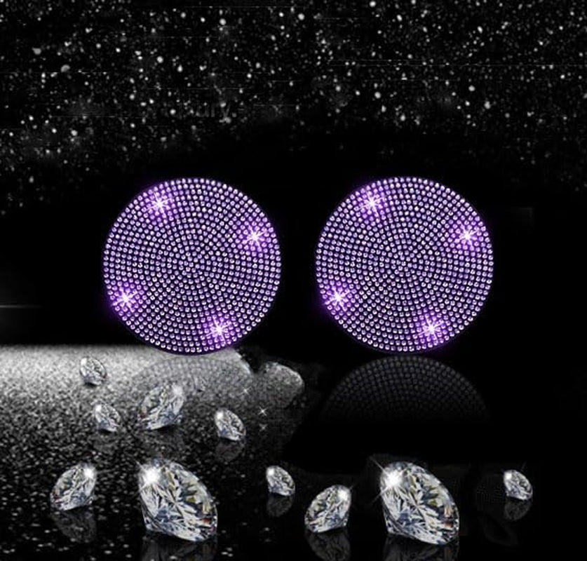 2Pcs Bling Car Cup Holder, Coaster, 2.75 Inch Anti-Slip Shockproof Universal Car Coasters Insert Bling Crystal Rhinestone Automotive Interior Accessories for Women (2 Pcs, Purple Violet)