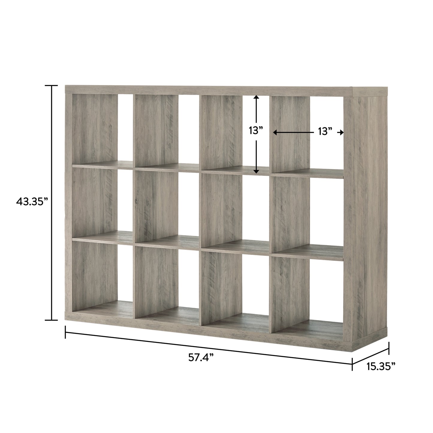 12 Cube Storage Organizer, Rustic Gray