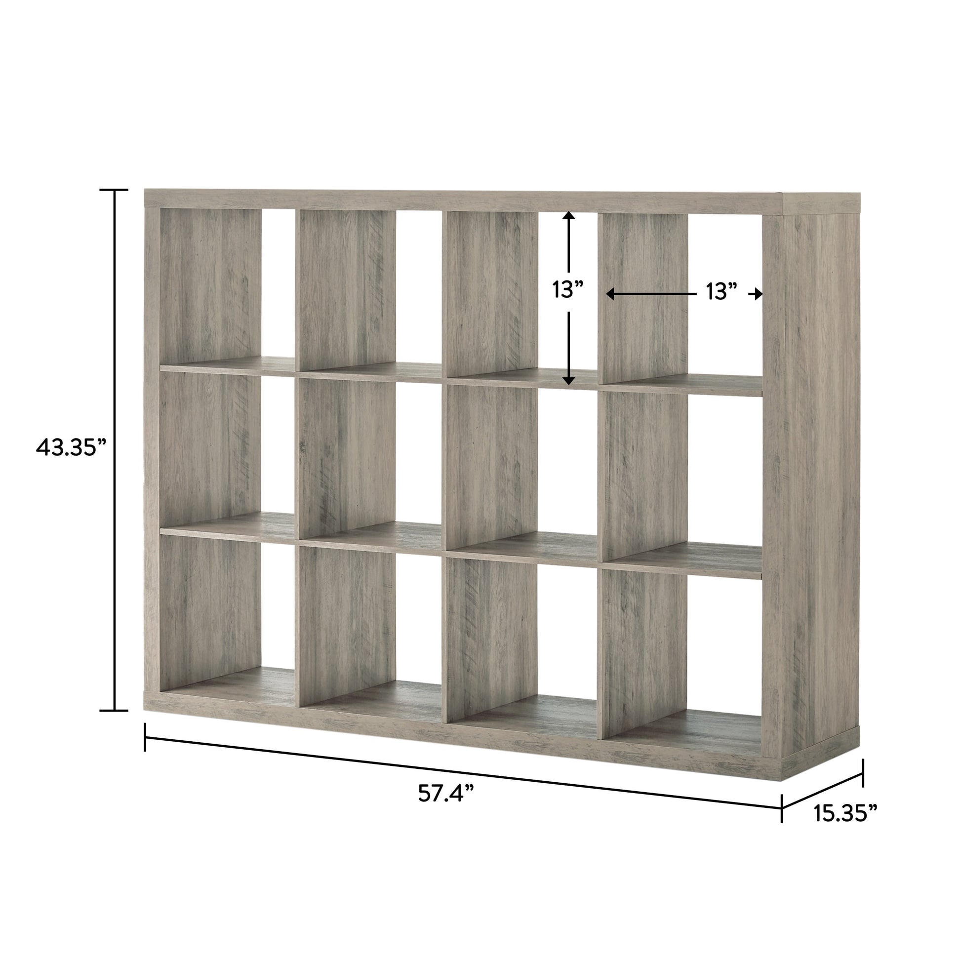 12 Cube Storage Organizer, Rustic Gray