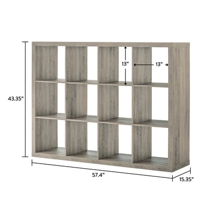 12 Cube Storage Organizer, Rustic Gray