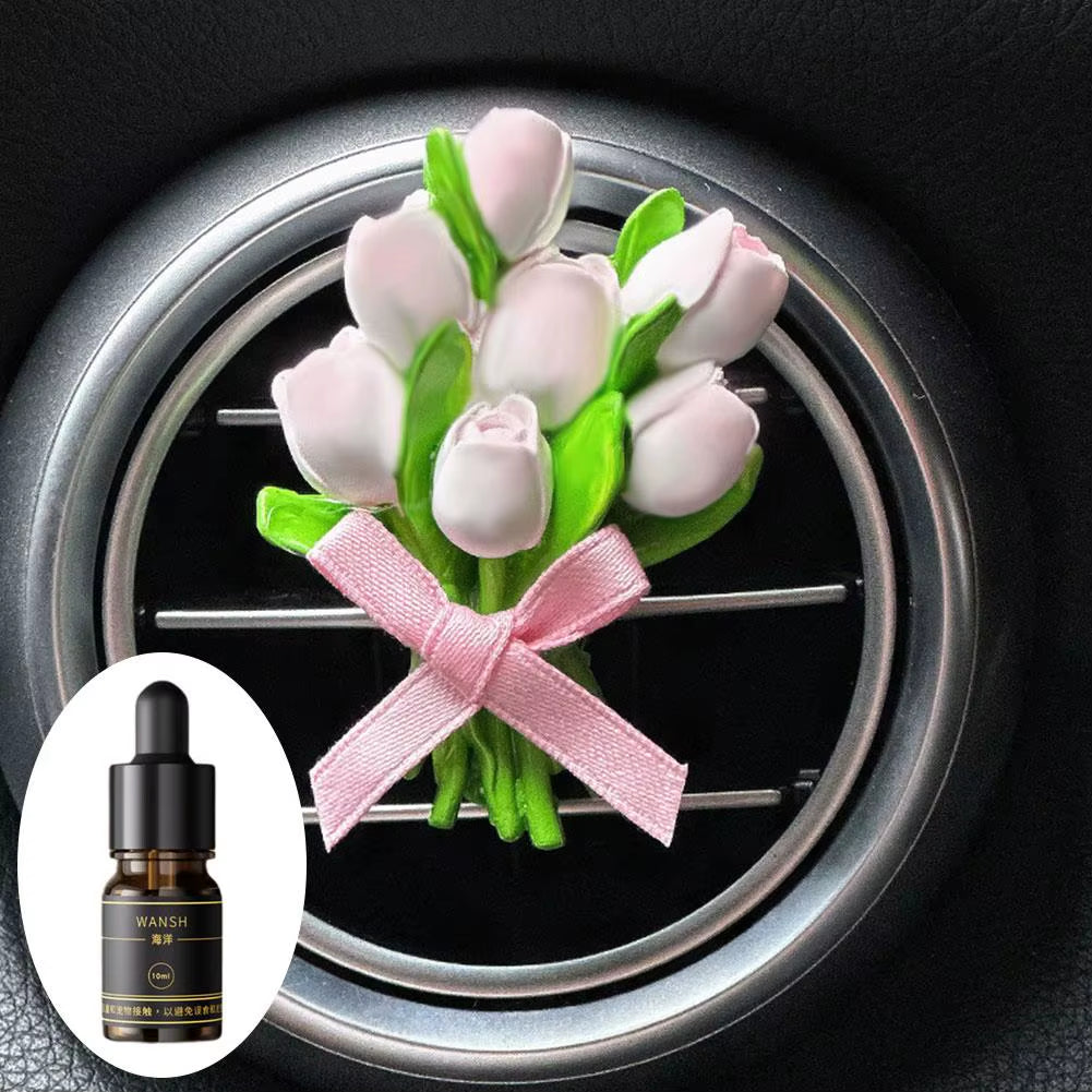 Tulip Bouquet Car Air Freshener Fragrance Car Air Conditioner Air Outlet Diffuser Car Interior Decoration Accessories