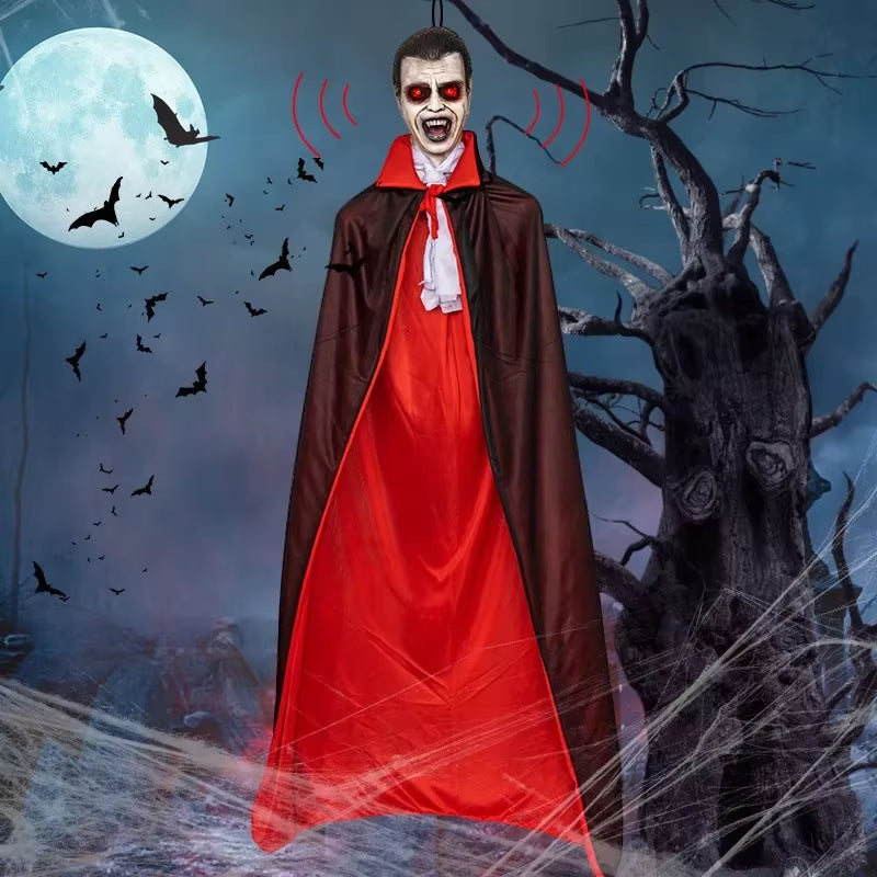Halloween Horror Vampire Decoration 159Cm, Voice-Activated Eyes Glowing Vampire House Bar Party Scene Decoration