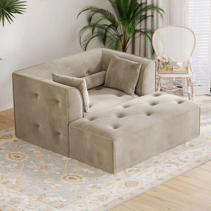 Modern Sofa with Removable Ottoman and Pillows