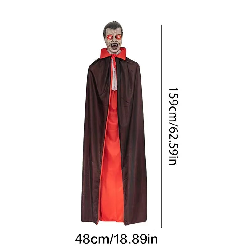 Halloween Horror Vampire Decoration 159Cm, Voice-Activated Eyes Glowing Vampire House Bar Party Scene Decoration