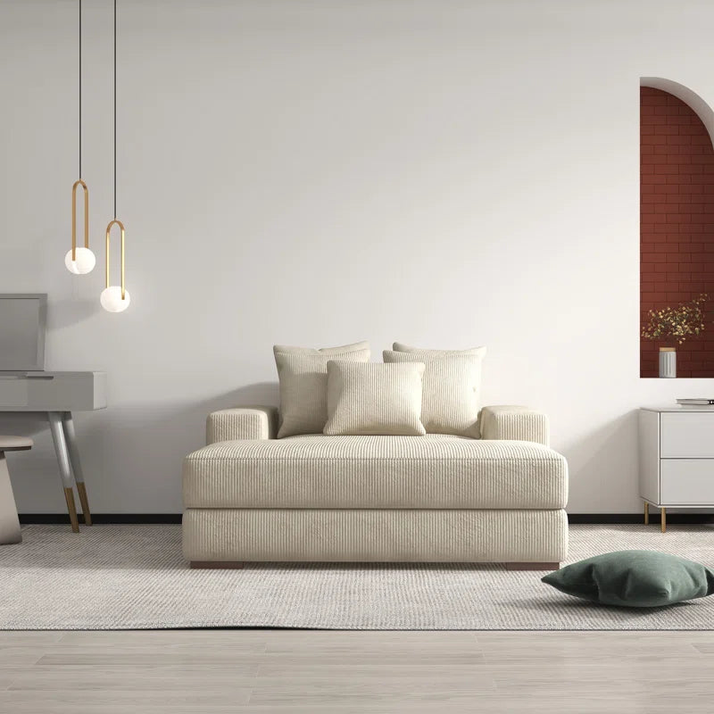 Braidon 59" Wide Upholstered Corduroy Sofa Couch with 5 Pillows