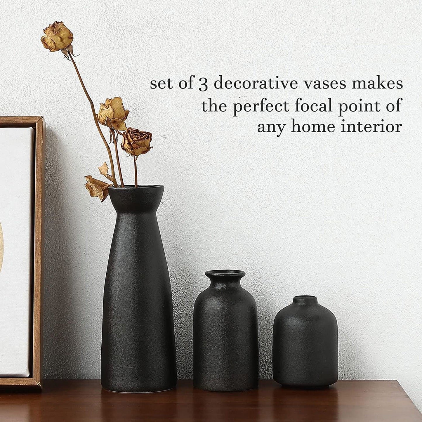 Flower Vase Promotion Sale!  Ceramic Vase Set Decoration Household Living Room Flower Arrangement Modern Flower Apparatus Three Piece Set White Vase Decoration, Home Decor Clearance Sale Black