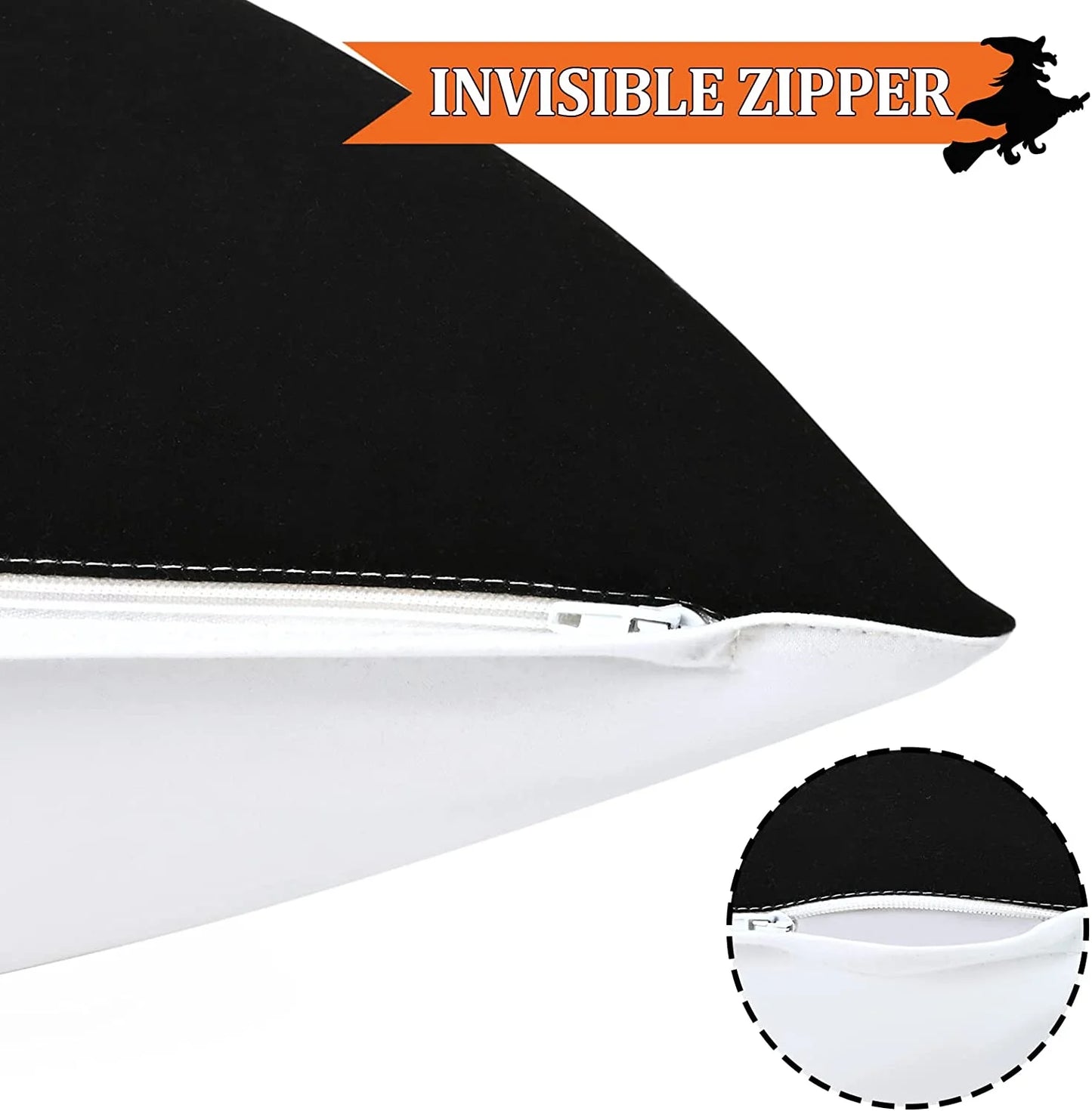 Halloween Pillow Covers 18 X 18 Inch, Trick or Treat Decorative Throw Pillow Covers Set of 4,Black