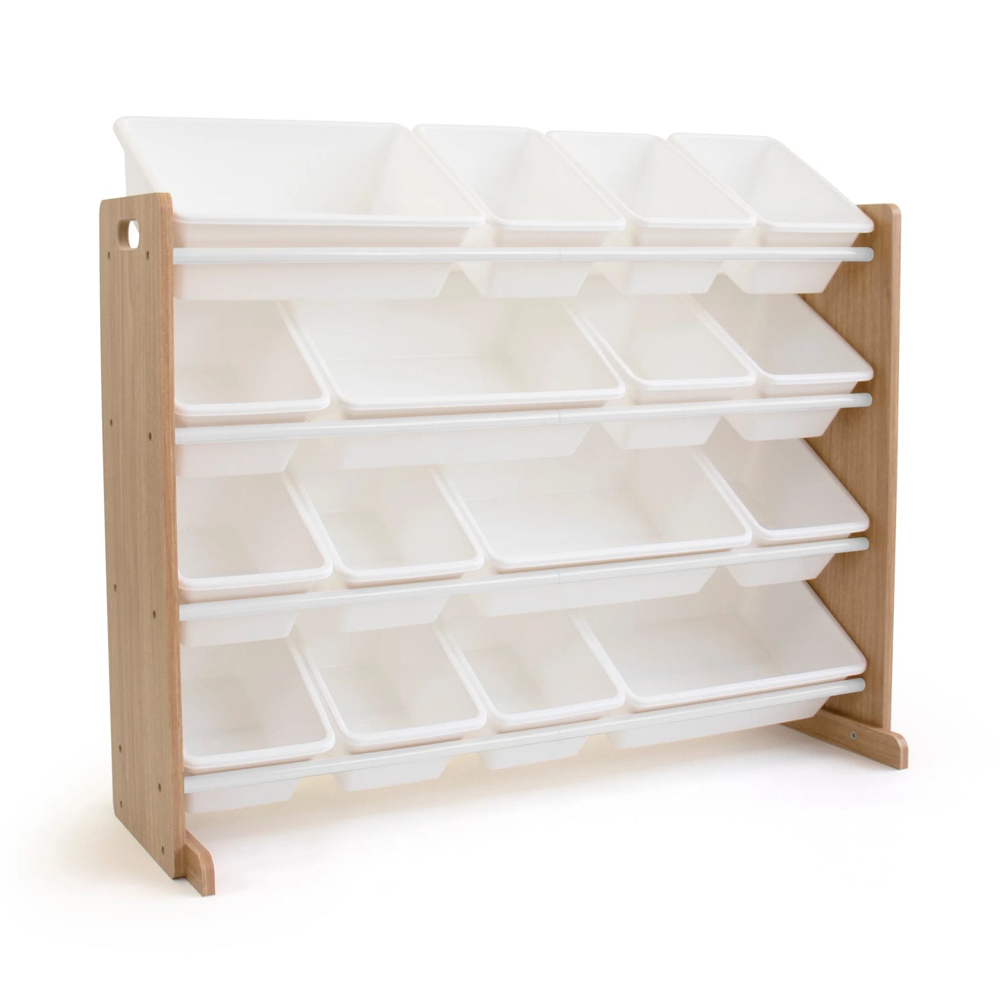 Journey Supersized Toy Storage Organizer with 16 Plastic Storage Bins, Natural/White