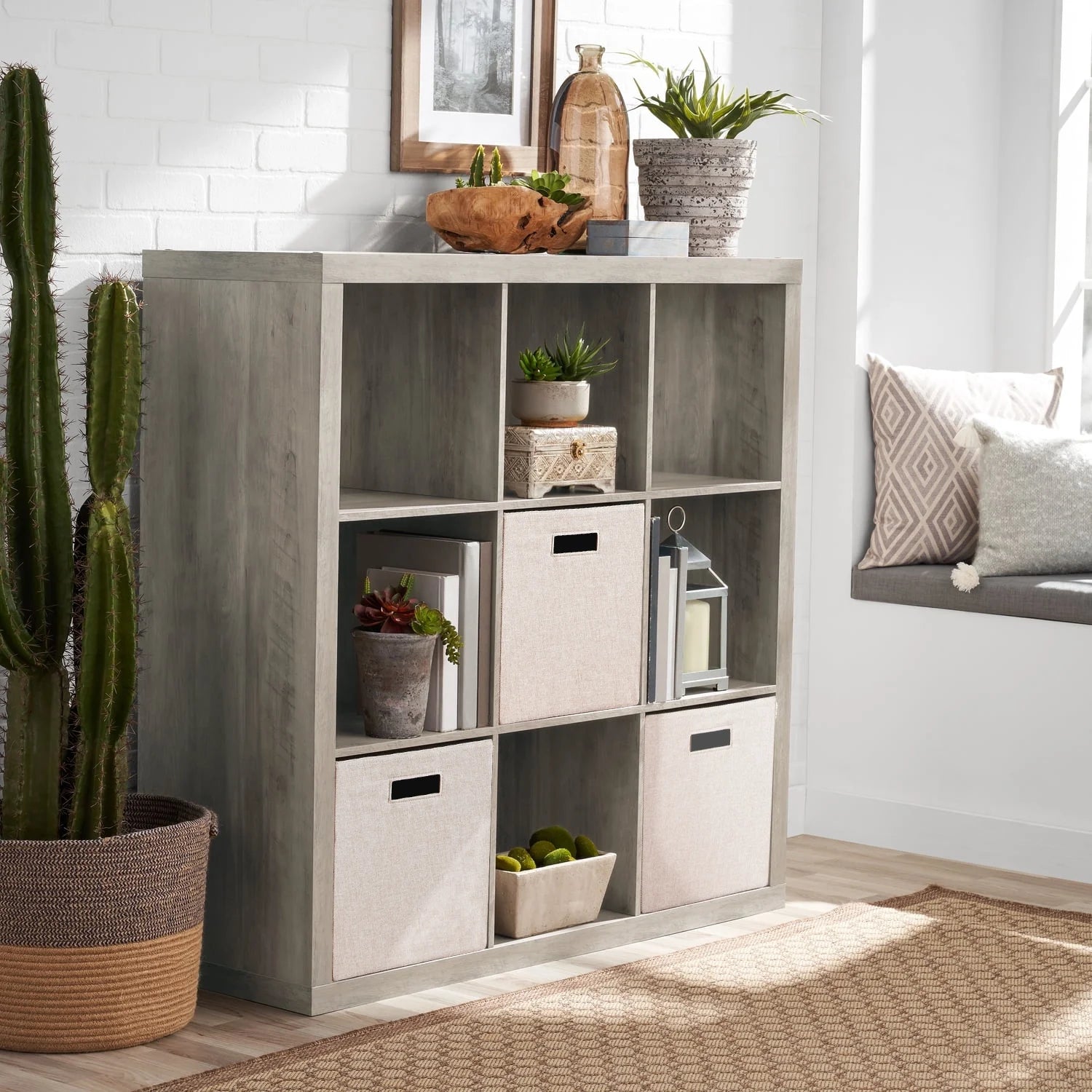 9 Cube Storage Organizer, Rustic Gray