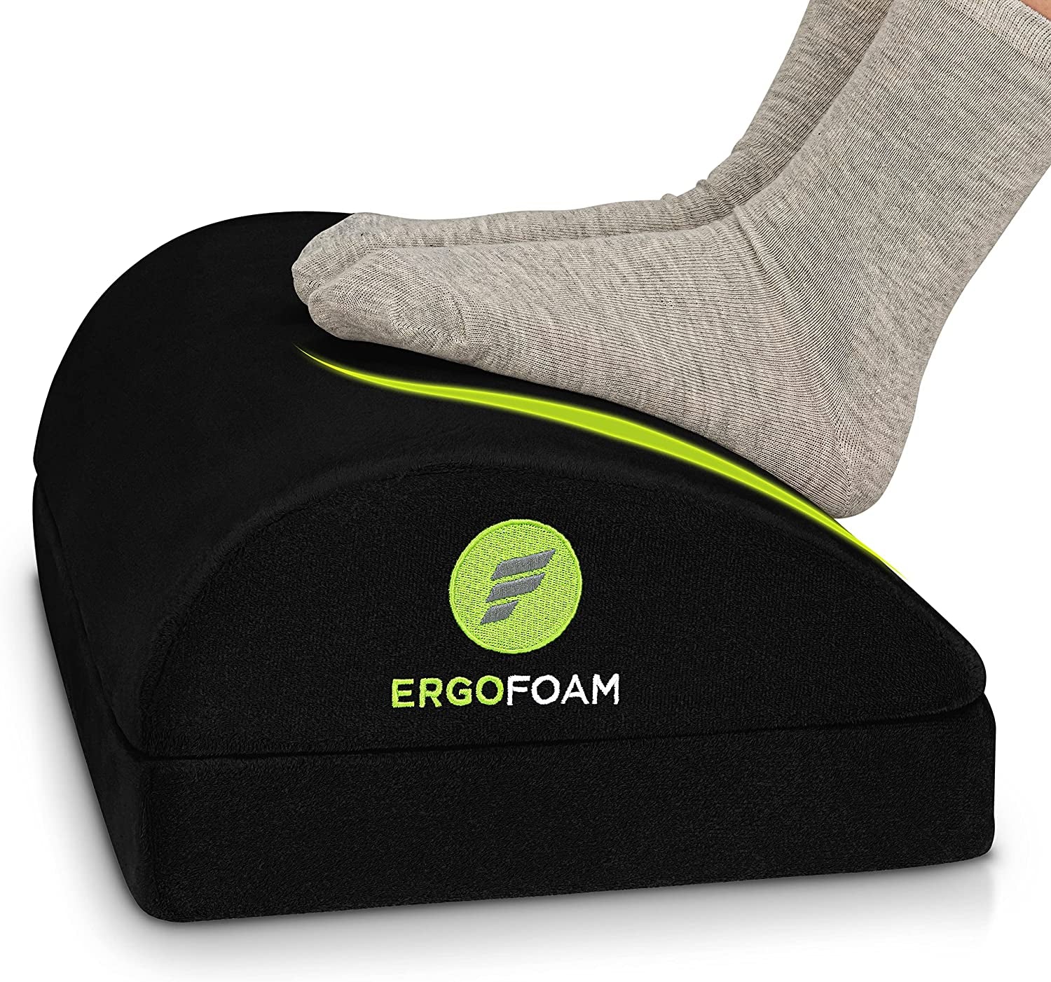 Chiropractor-Endorsed Orthopedic Teardrop Design 2In1 Adjustable under Desk Foot Rest for Lumbar Back Knee Pain (Black)