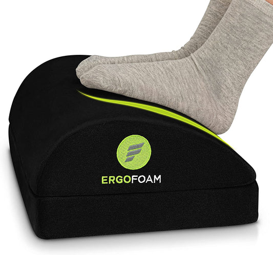 Chiropractor-Endorsed Orthopedic Teardrop Design 2In1 Adjustable under Desk Foot Rest for Lumbar Back Knee Pain (Black)