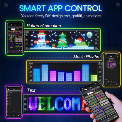 LED Car Sign Animation RGB LED Matrix Pixel Panel DIY Programmable Bluetooth App Control LED Panel Flexible Display Light