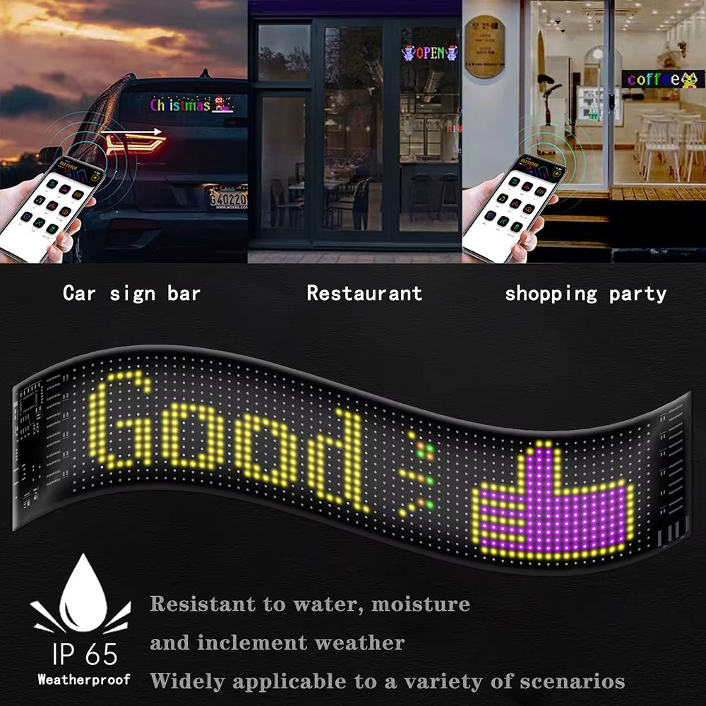 LED Car Sign Animation RGB LED Matrix Pixel Panel DIY Programmable Bluetooth App Control LED Panel Flexible Display Light