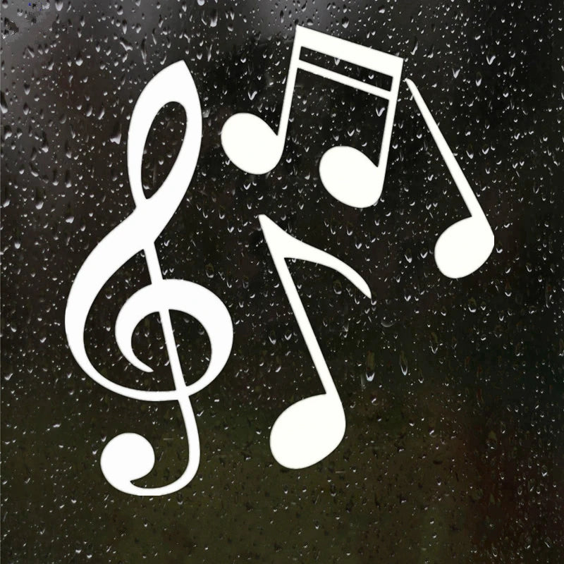 Car Stickers Treble Clef and Music Score Funny PVC Car Decoration Accessories Stickers Creative Waterproof Black/White,17Cm*15Cm