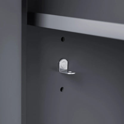 Dark Charcoal Bathroom Vanity with Engineered Marble Countertop and Framed Wall Mirrors 