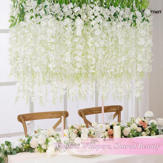 24 Pack Artificial Wisteria Vine Rattan Hanging Garland Silk Flowers String Home Party Wedding Decor Arch Party Garden Home Backdrop Decor