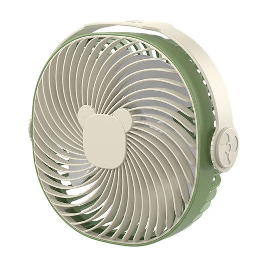 Portable Rechargeable Camping Fan for Tent with LED Lantern, Battery Operated Outdoor, 3 Speeds, Small Quiet Personal Usb Cooling Fan for Travel, Fishing，Green