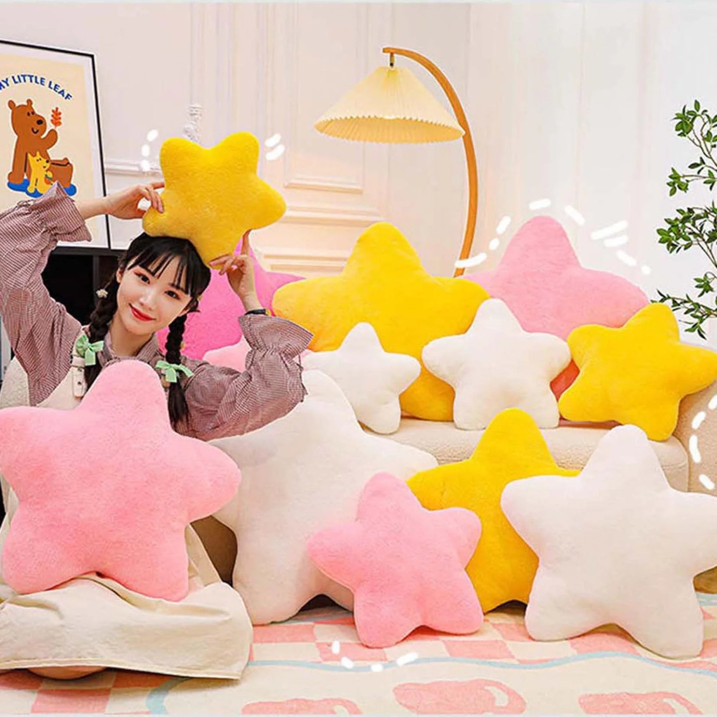 19.7In Star Pillow, Star Cushion, Cute Star Pillow Pink Star Shaped Pillows, Super Soft Star Throw Pillows Fluffy Star Plush Pillow Cushion for Chair Decoration for Adult Child Gift Pink