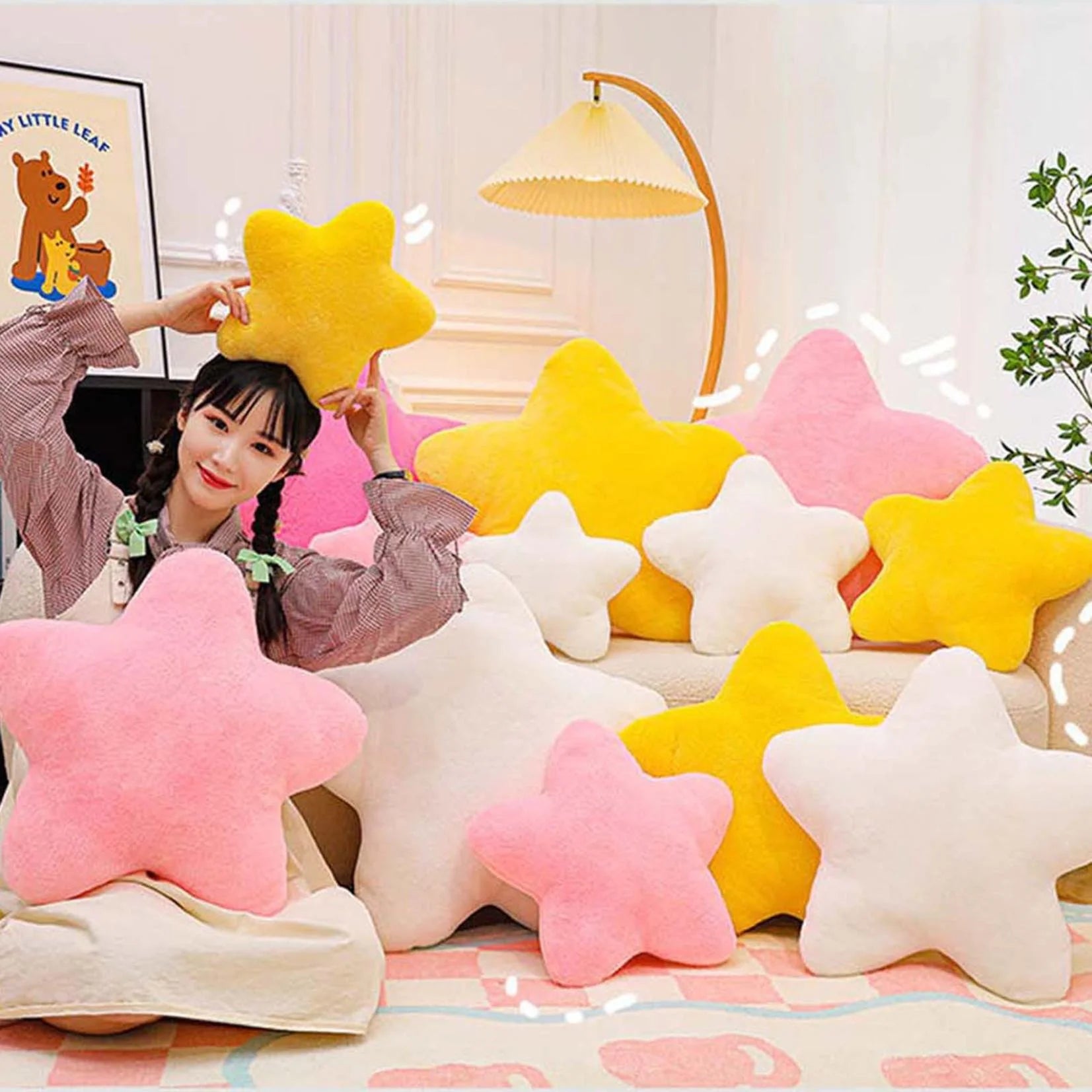 19.7In Star Pillow, Star Cushion, Cute Star Pillow Pink Star Shaped Pillows, Super Soft Star Throw Pillows Fluffy Star Plush Pillow Cushion for Chair Decoration for Adult Child Gift Pink