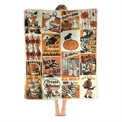 RETRO Halloween Ghost Witch Halloween Decorations Blankets, Throw Blanket for Couch Soft Halloween Party Blankets