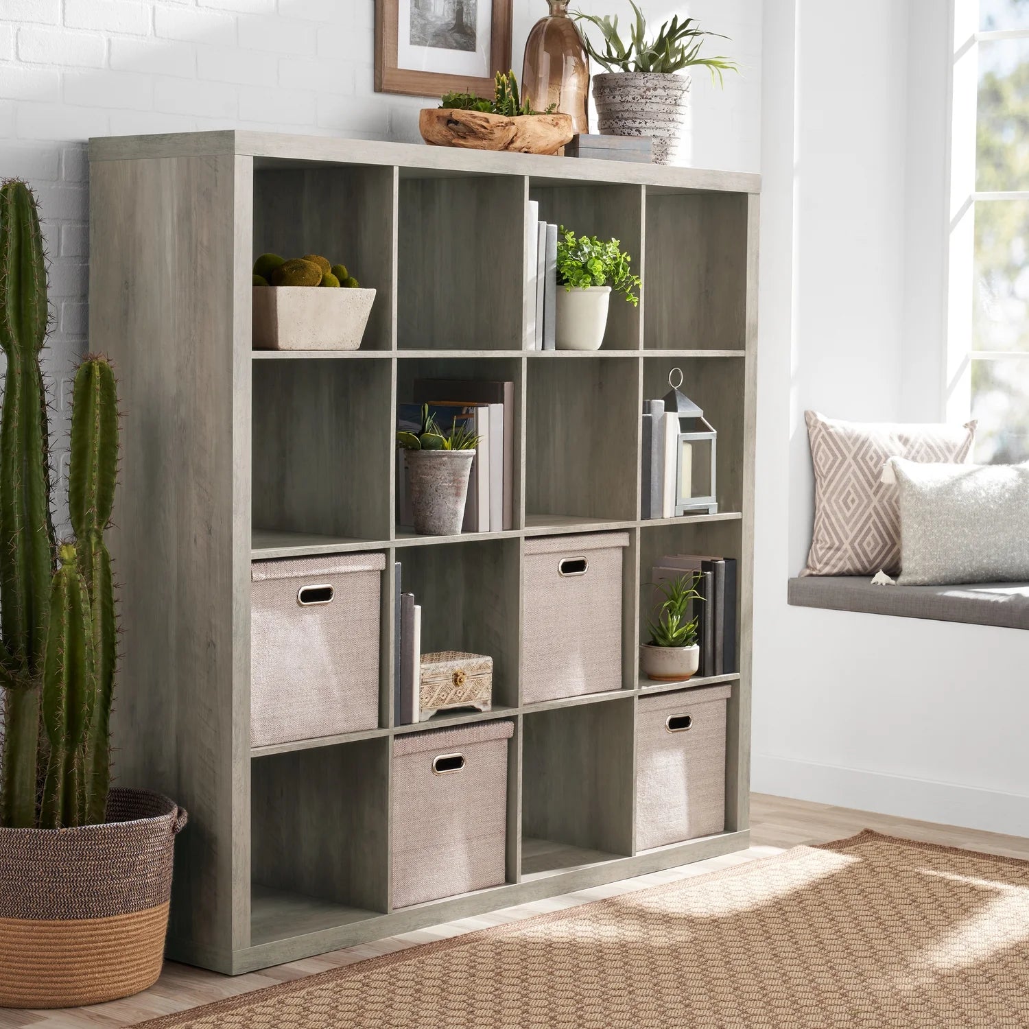 16 Cube Storage Organizer, Rustic Gray