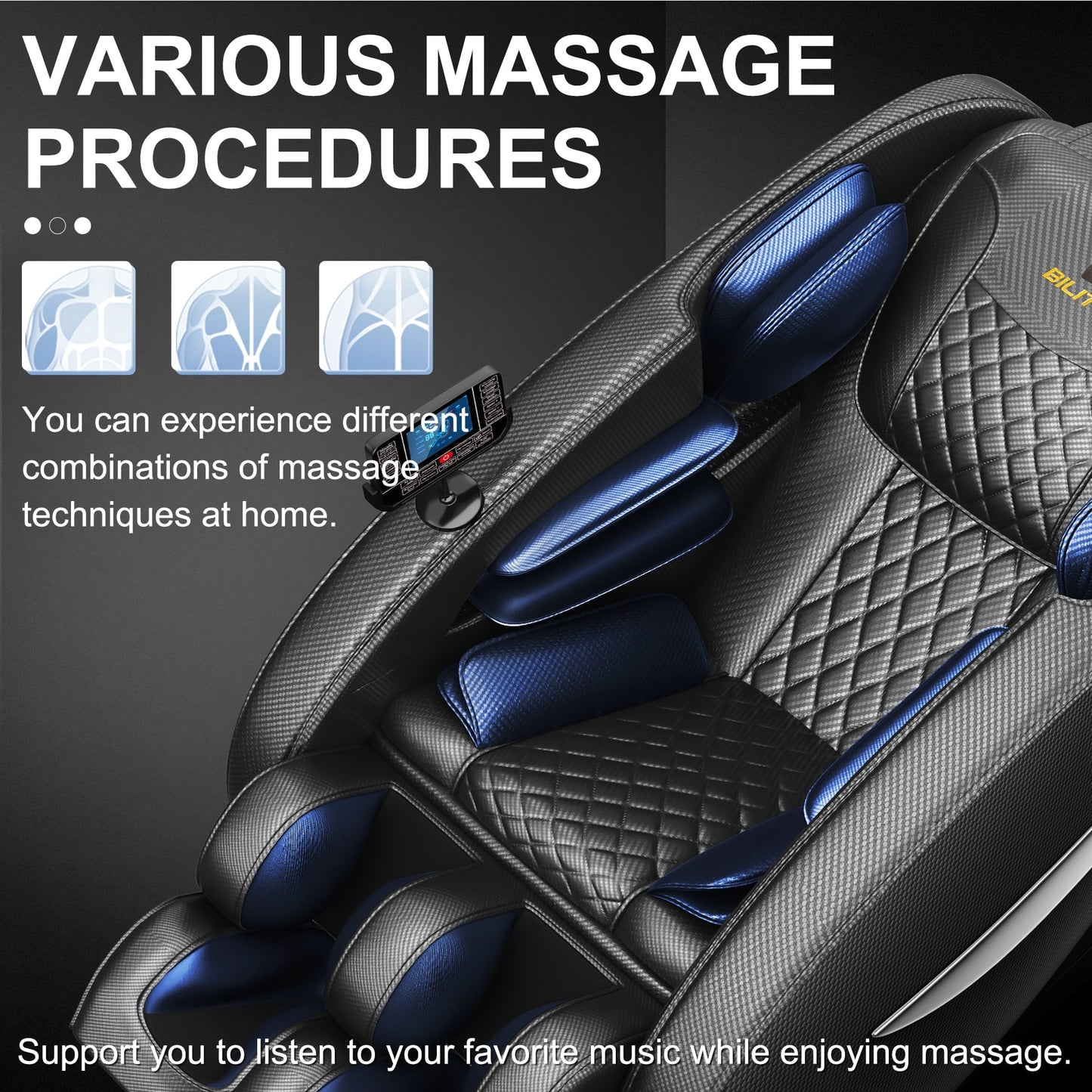 Massage Chair Recliner with Heating, Bluetooth and Full Body Massage, Black