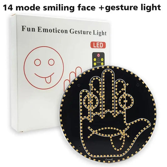 Emoji Face - Middle Finger Light Gesture LED Light Hand LED Car Finger up Back Window Funny Sticker Car LED Hand for Car