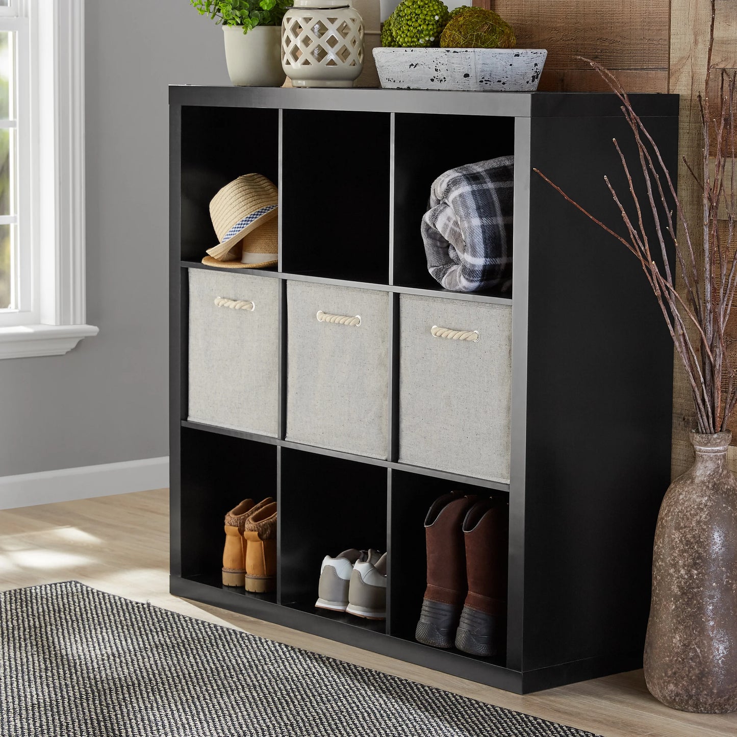 9 Cube Storage Organizer, Solid Black