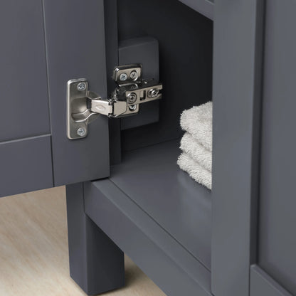 Dark Charcoal Bathroom Vanity with Engineered Marble Countertop and Framed Wall Mirrors 