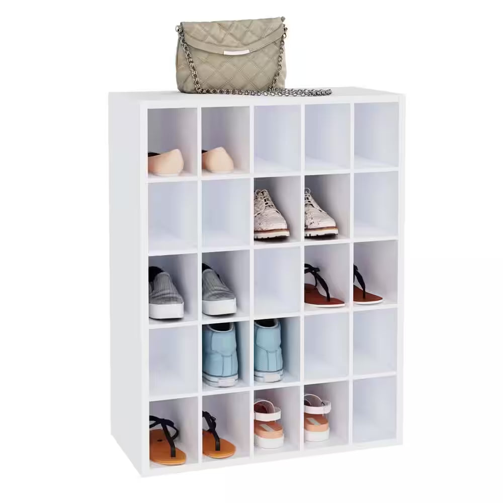 White 25-Cube Storage Organizer 32 In. H X 24 In. W X 12 In. D 