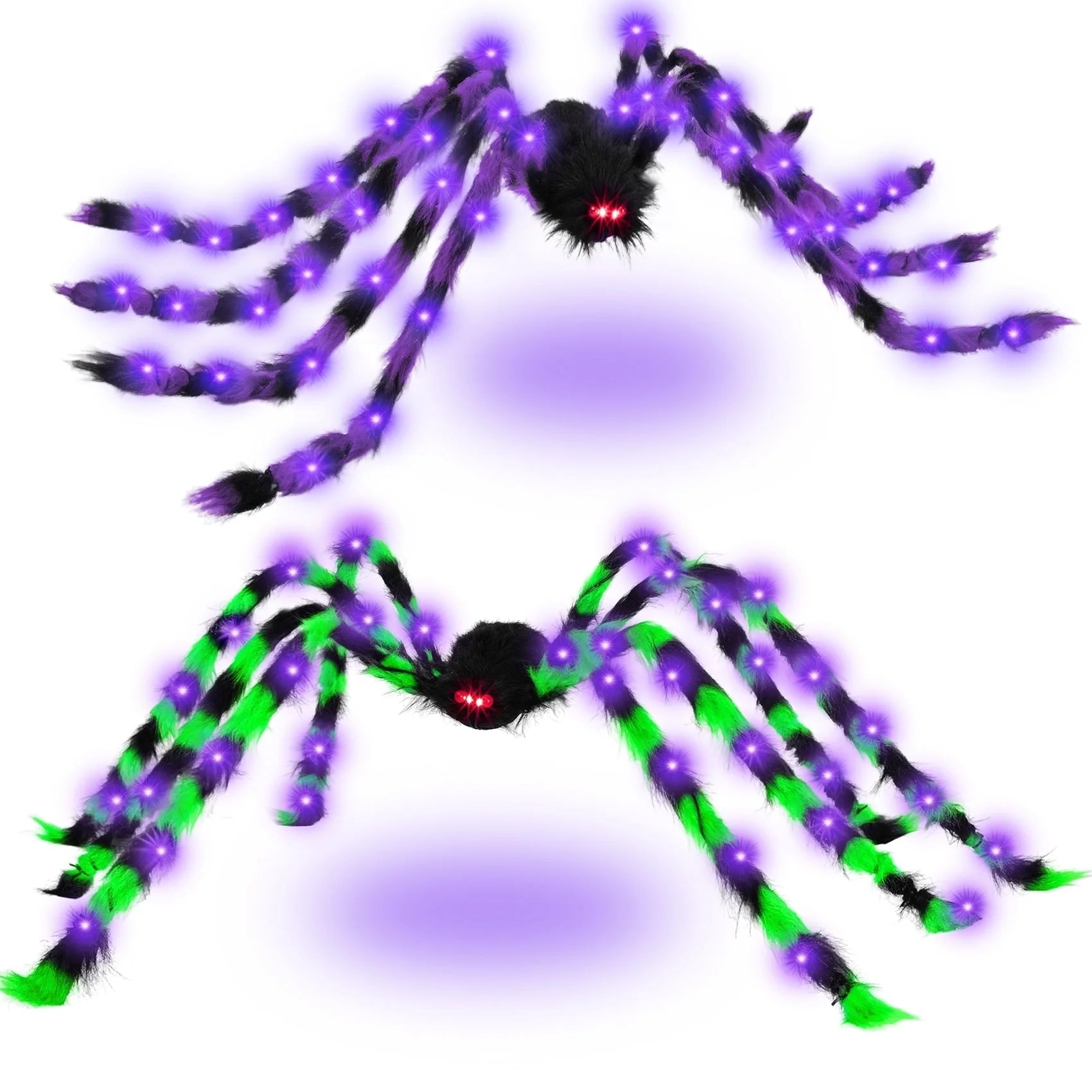 2 Giant LED 5Ft Spiders!  Light up Spider, Halloween Decorations Outdoor, 2 Pack Scary Large Halloween Spider Decor for Home Party Favor Yard Decor