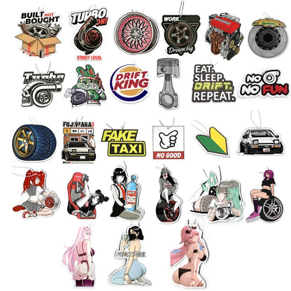 New JDM Style Racing Performance Car Rearview Mirror Pendant Air Freshener Solid Paper Decoration Car Decoration Anime Decor