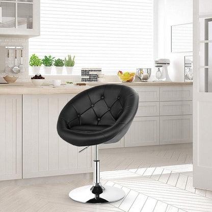 Vanity Chair, Swivel Bar Stools with Chrome Frame & Tufted Round-Back, Height Adjustable Makeup Chair Modern Accent Chair for Makeup Room, Living Room, Bedroom, Black