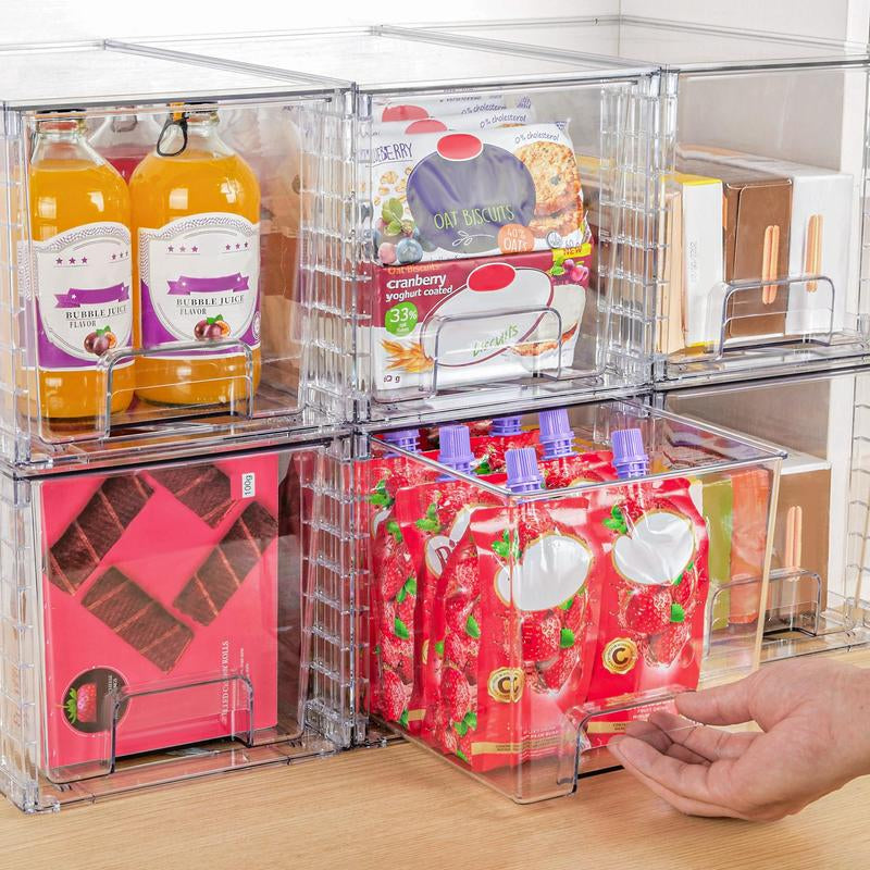 Transparent Stackable Drawer Organizer with Handles for Bathroom Kitchen Pantry under Sink Cabinet Closet Makeup Multifunctional Storage Solution 5-10Kg Capacity, 3-Tier Metal Rolling Cart with Wheels Pink