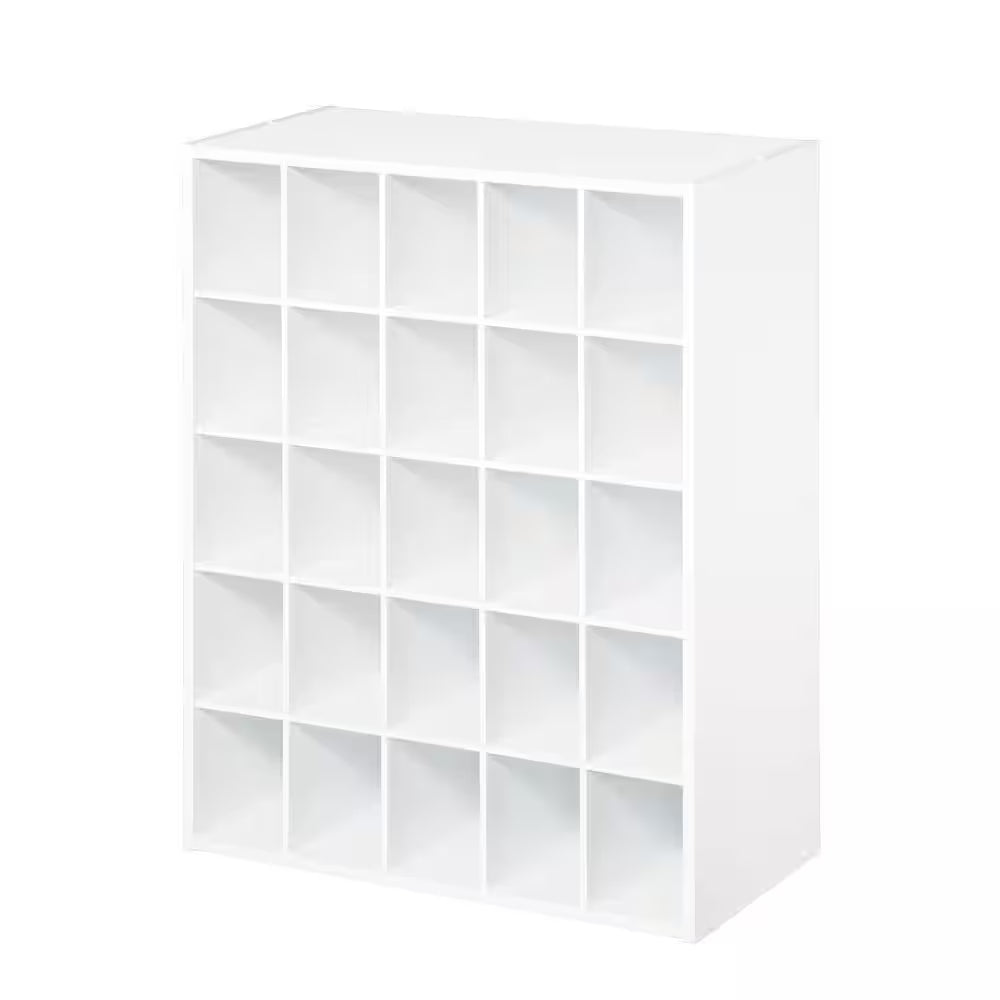White 25-Cube Storage Organizer 32 In. H X 24 In. W X 12 In. D 