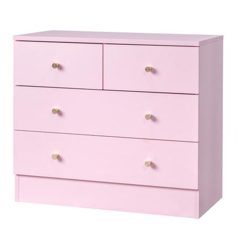 Pink/White/Brown/Grey - 5 Drawer Dresser for Bedroom, Modern Wood Dresser Chest of Drawers, Bedroom Dressers for Girls, Anti-Tipping Device, Rose Gold Metal Handle, Living Room, Entryway, Hallway, Office