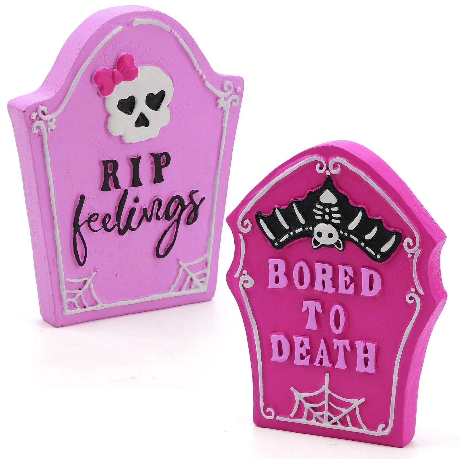 2Pcs Halloween Tombstones Decorations for Pink Halloween Decor, Halloween Decorations Indoor, Halloween Gift