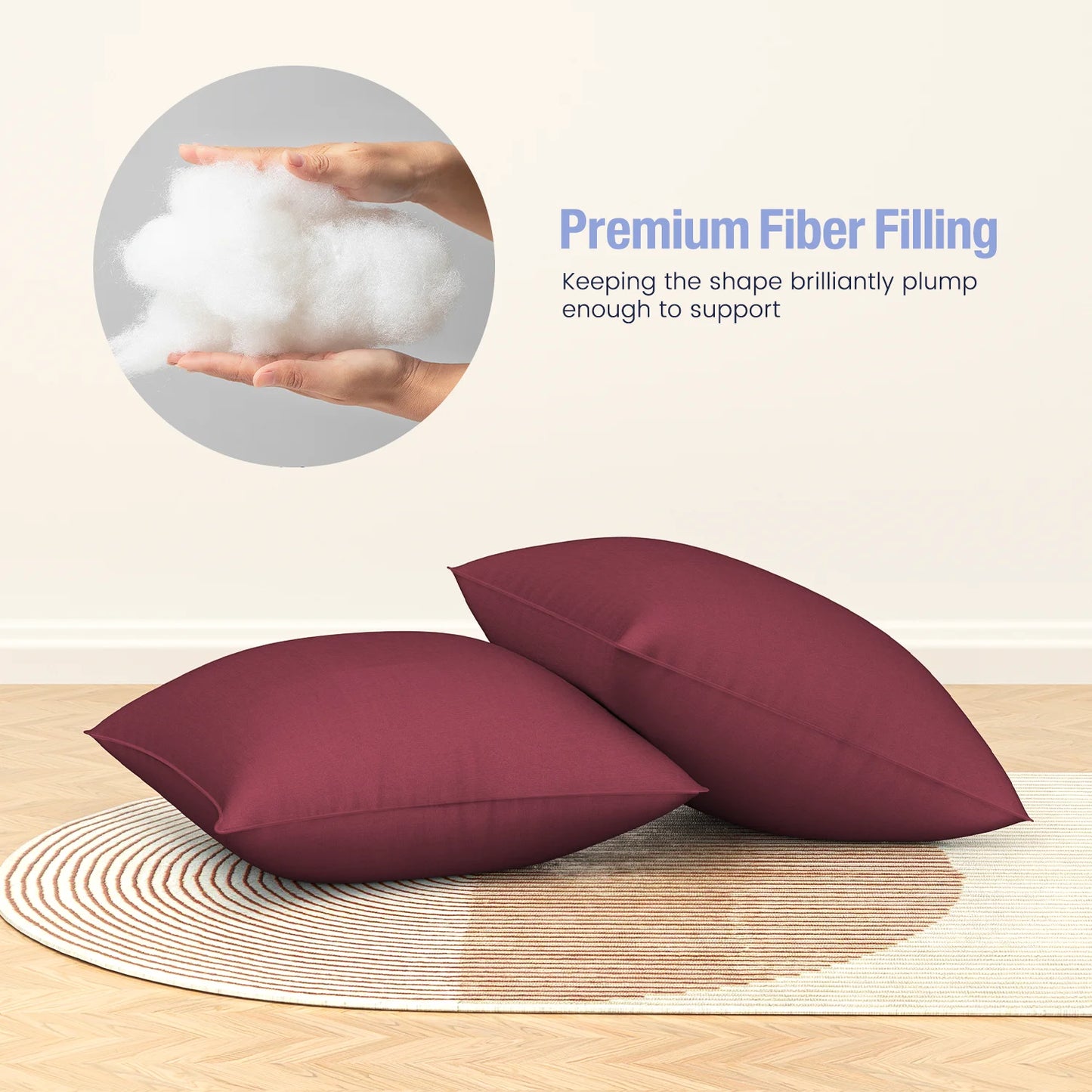 Square Soft Pillow Inserts, Set of 2 18" X 18" Square Pillow Inserts for Decorative Pillow Covers for Bed Couch Living Room & Bedroom, Holiday Decoration