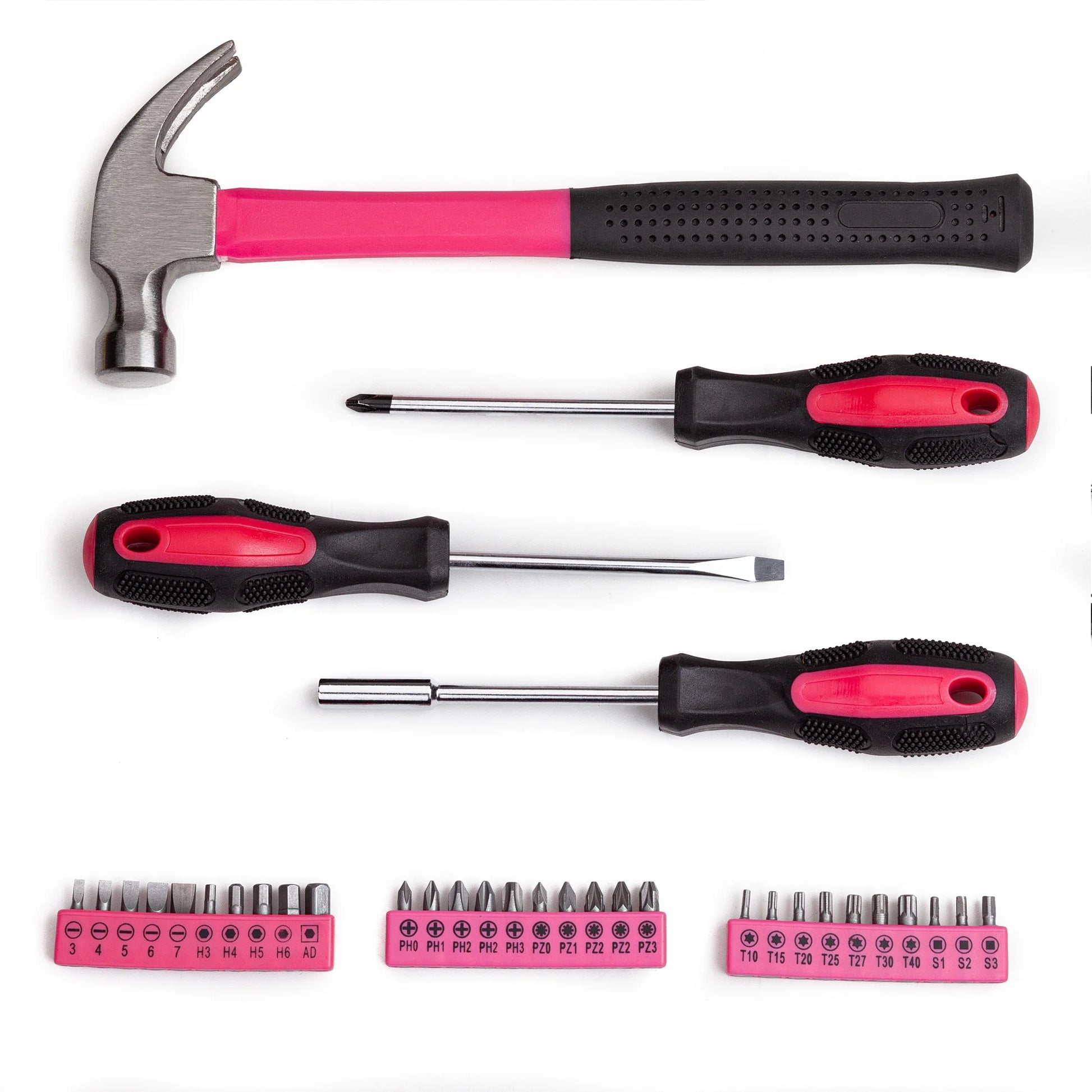 148 Piece PINK Tool Set!  Household Hand Tool Kit with Plastic Toolbox Storage Case Pink