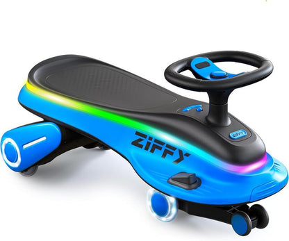ZIFFY 6V 5.5A Electric Wiggle Car with Pedal, Light-Up, Rechargeable Battery, 2-In-1 Swing Car, 2 Speed Ride-On Toy, Anti-Rollover, Flashing Wheels, for Ages 3+ (Up to 170 Lbs),Blue&Pink Tiktokshopbacktoschool