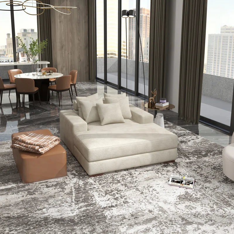 Braidon 59" Wide Upholstered Corduroy Sofa Couch with 5 Pillows