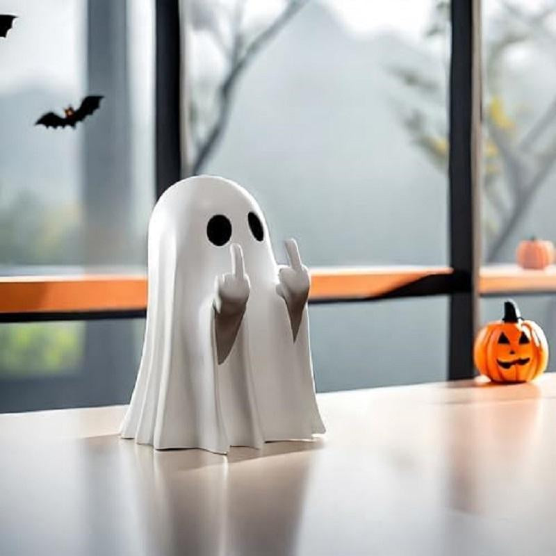 Cute Ghost Design Ornament, Spooky Resin Sculpture for Halloween, Perfect Indoor & Outdoor Home Decor, Unique Gift Idea, Collectible Figurine