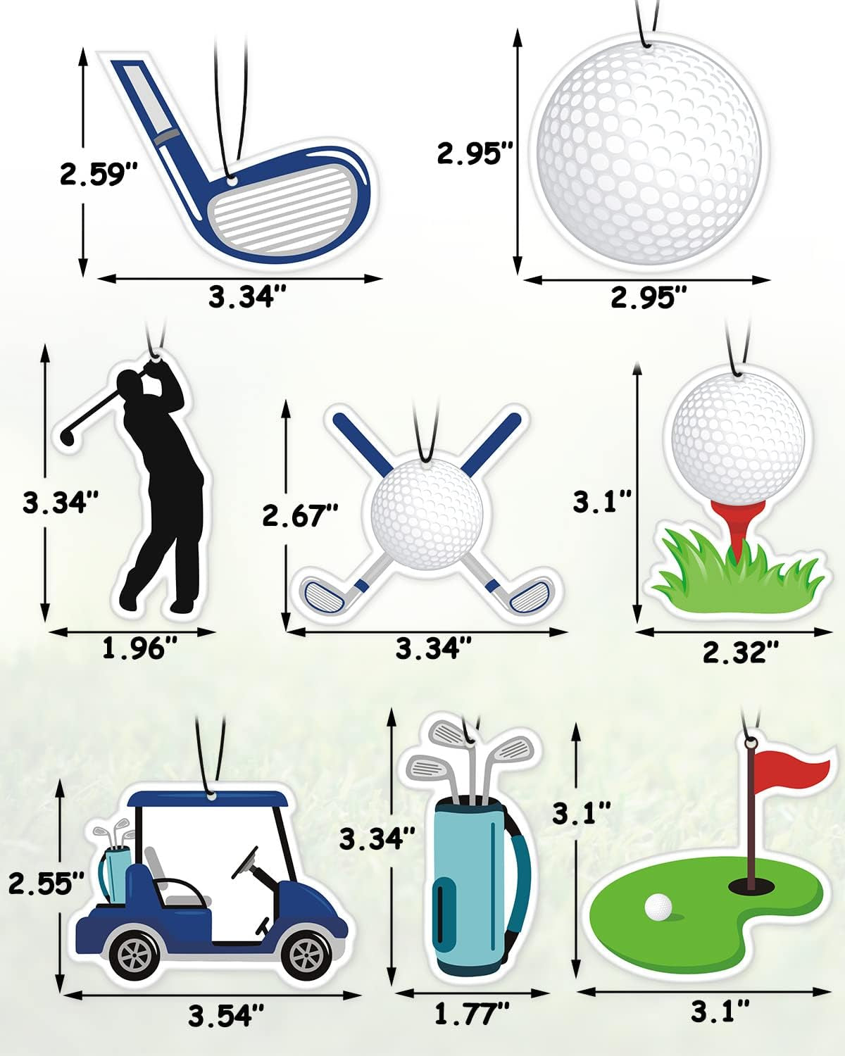 Golf Car Air Fresheners Hanging Accessories Slice Scented Perfume Air Freshener Interior Room Decor for Golf Lover Pendant Golf Gifts for Men
